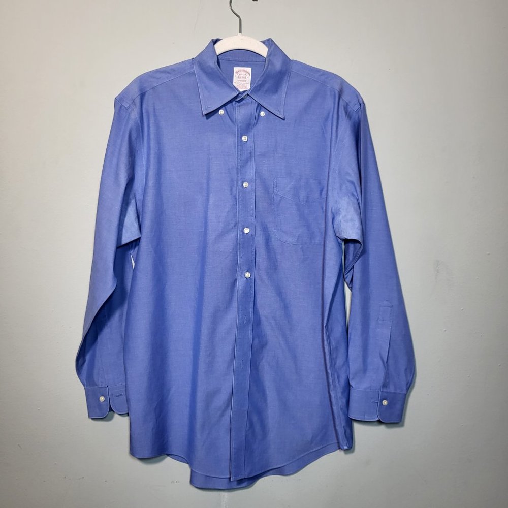 Brooks Brothers Dress Shirt Blue 15-1/2 -- 33 100% American Supima Cotton